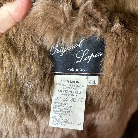 Vintage Original Lapin Italy Orange Suede Rabbit Fur Penny Lane Coat 44/US12 - Picture 5 of 16